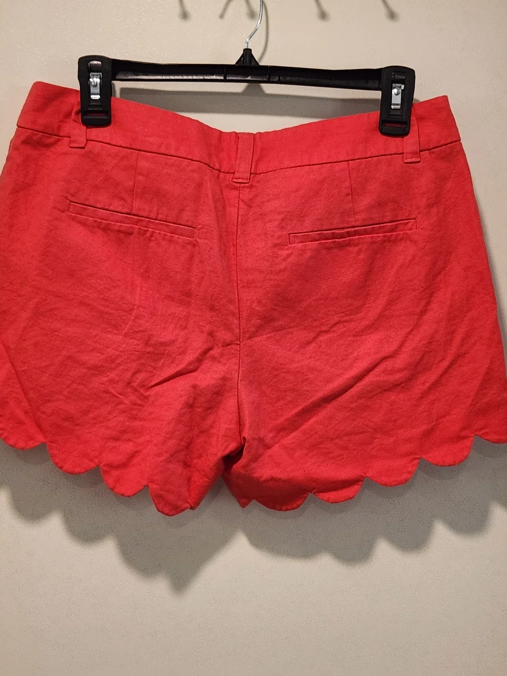 J.CREW Women's Red Linen Cotton Scallop Hem Chino Shorts Classic Fit 6